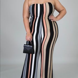 Plus size jumpsuit, one piece, strapless jumpsuit